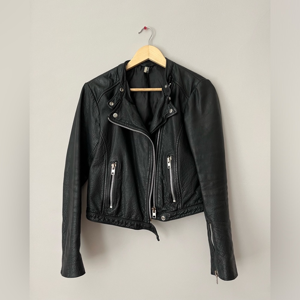 Top shop women’s leather motorcycle jacket size small